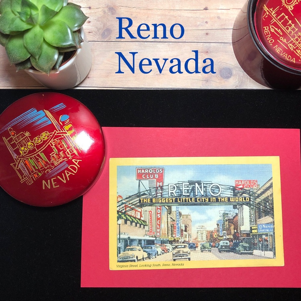 Vintage Reno Nevada Coasters and Postcard Art